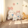 A big white rabbit plush toy, a sleeping doll on the bed, a cute baby bottle rabbit doll, a birthday gift for a girl Application Scenario